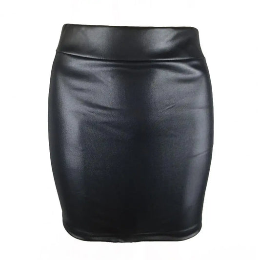 Women Mini/Long Skirt Solid Color High Waist Slim Fit Skinny Matte Faux Leather Cozy Commuter Bodycon Skirt Streetwear